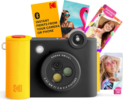 KODAK Smile+ 2-in-1 Digital Instant Print Camera & Wireless Bluetooth Photo Printer - 10MP, Special-Effect Rotating Lens, Zink 2x3” Sticky-Back Photos, Print via Fun App from Smart Devices