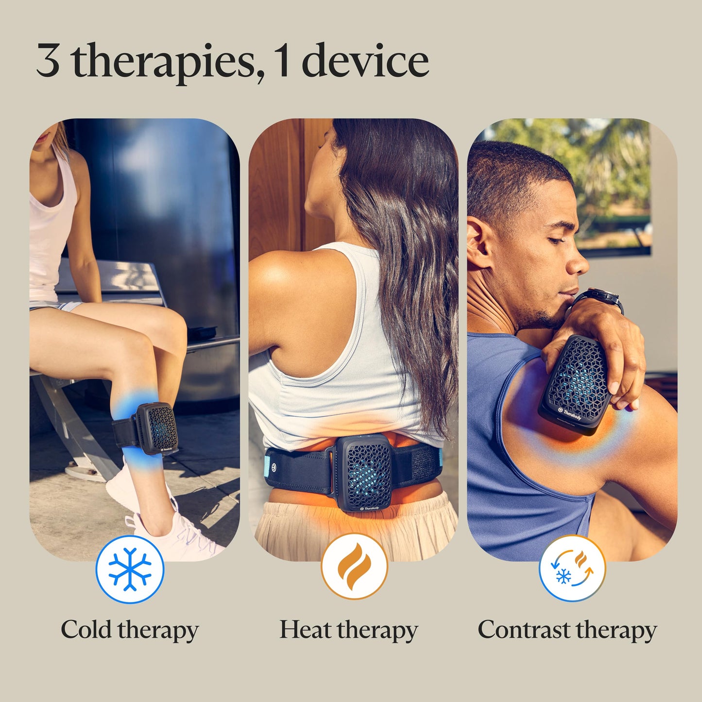 Therabody RecoveryTherm Cube - Instant Heat, Cold and Contrast Therapy for Pain Relief, Aches and Pains, and Muscle Recovery - Portable Hands Free Cryotherapy Machine with Cold Compress & Heating Pad