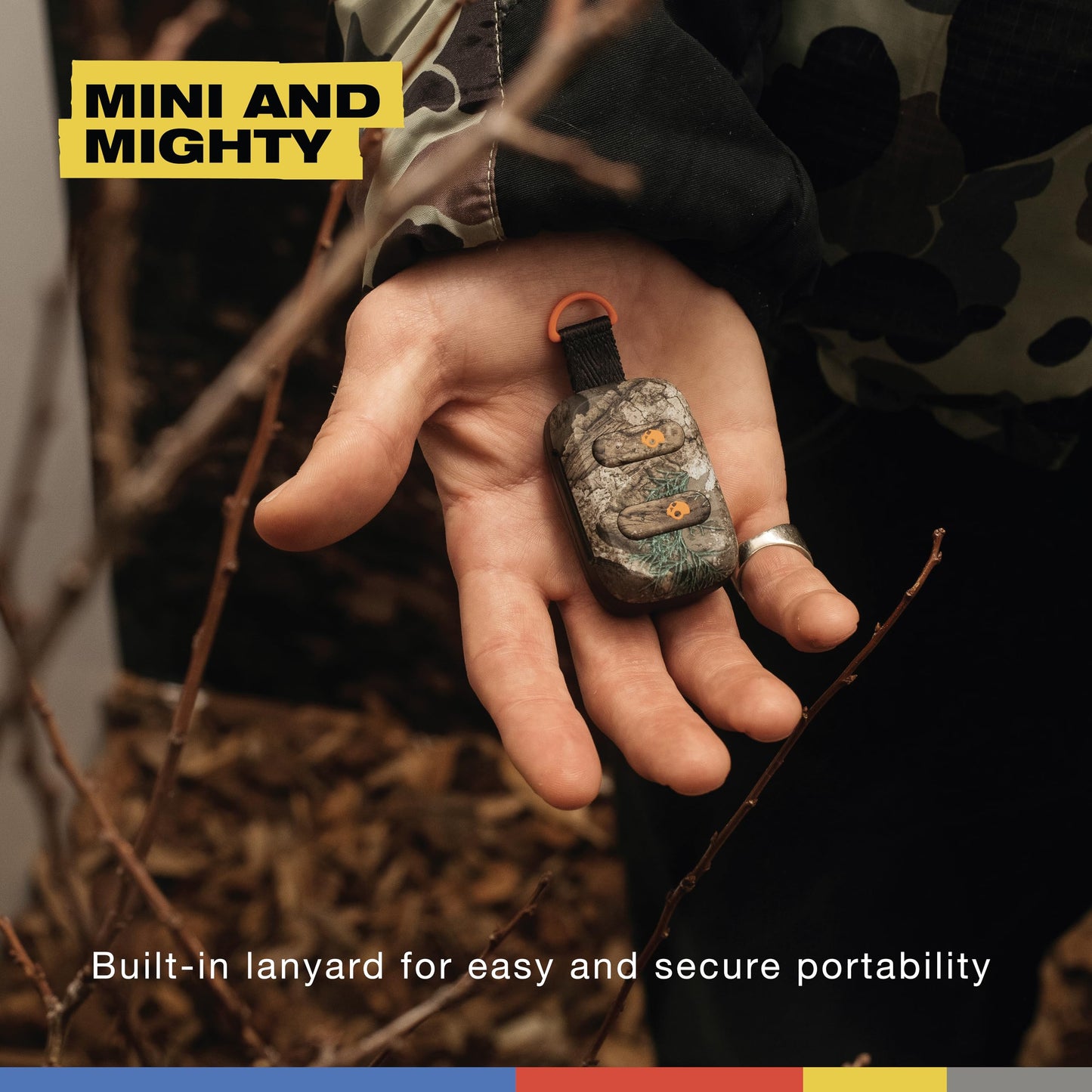 Skullcandy Dime 3 Wireless Earbuds, Bluetooth Headphones, Noise Isolating Fit, Up to 20 Hours Battery, Microphone for iPhone Android, Easy Carry with Integrated Lanyard - Realtree APX Black/Orange