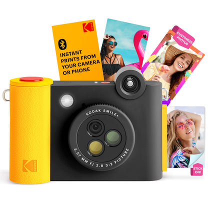 KODAK Smile+ 2-in-1 Digital Instant Print Camera & Wireless Bluetooth Photo Printer - 10MP, Special-Effect Rotating Lens, Zink 2x3” Sticky-Back Photos, Print via Fun App from Smart Devices - Black
