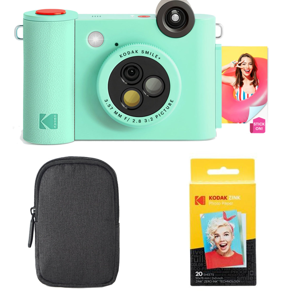 Kodak Smile+ 2-in-1 Instant Print Camera and Bluetooth Photo Printer, 10MP - Green