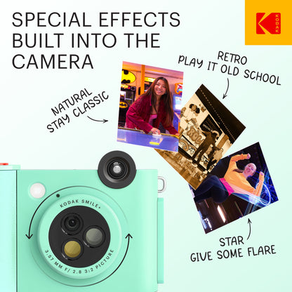 Kodak Smile+ 2-in-1 Instant Print Camera and Bluetooth Photo Printer, 10MP - Green