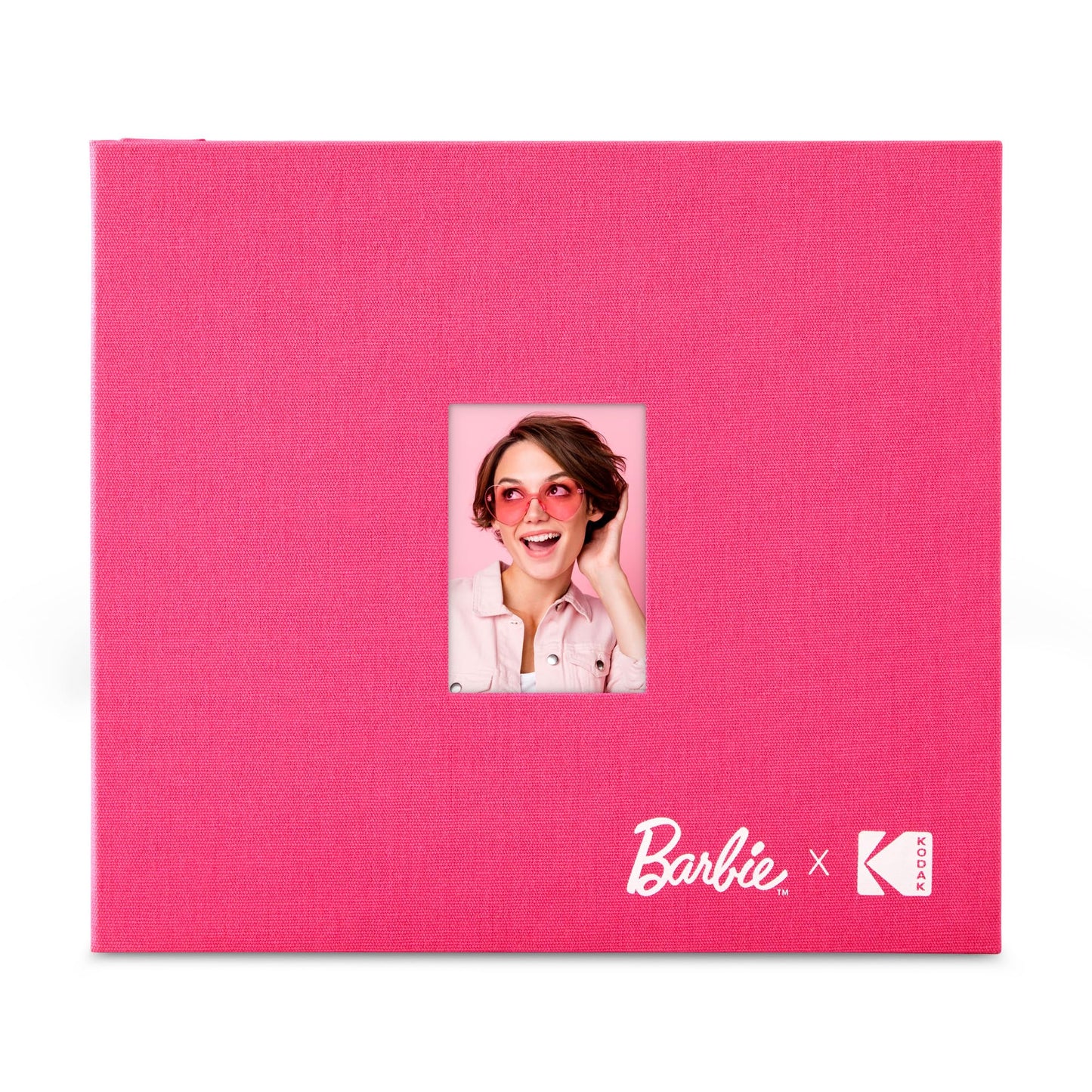 KODAK x Barbie Pink 8x8” Cloth Covered Scrapbook Photo Album with Front Picture Window for Barbie Instant 2x3” ZINK Zero Ink Photo Paper Projects
