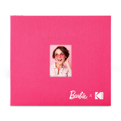 KODAK x Barbie Pink 8x8” Cloth Covered Scrapbook Photo Album with Front Picture Window for Barbie Instant 2x3” ZINK Zero Ink Photo Paper Projects