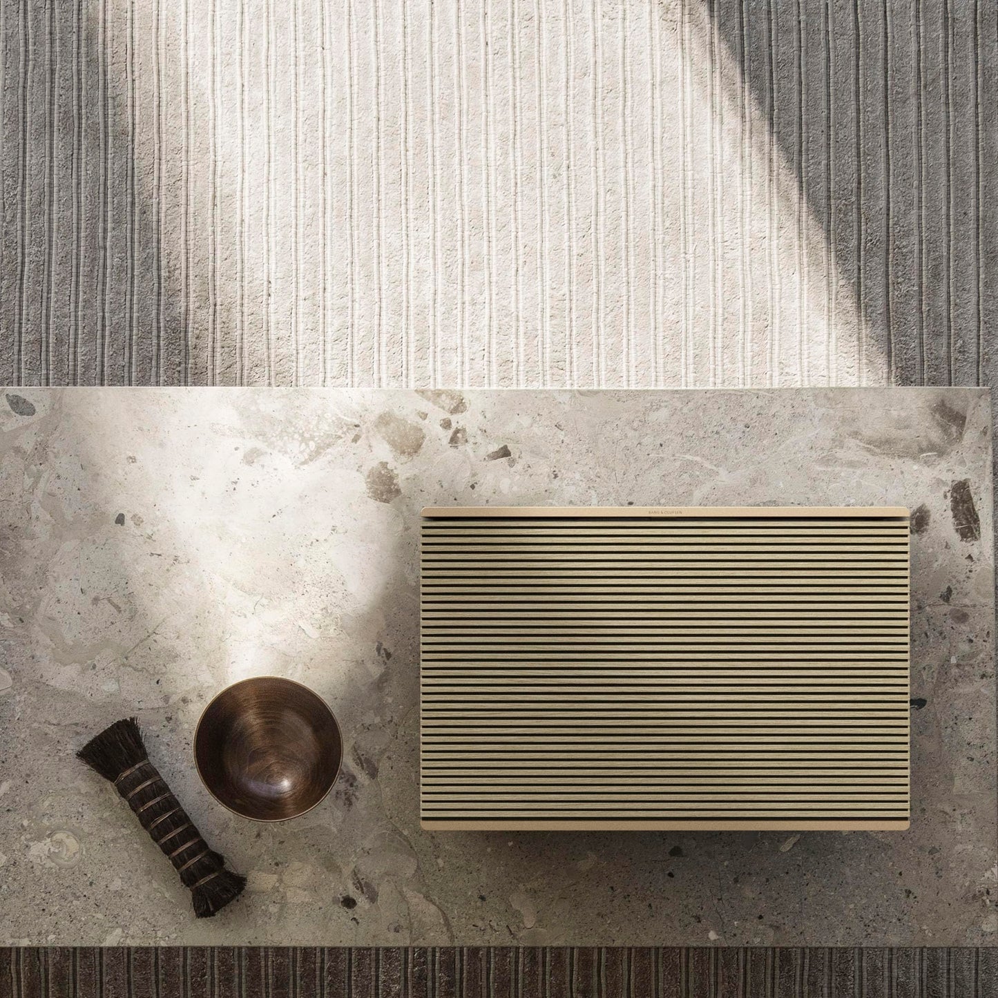 Bang & Olufsen Beosound Level Portable Wi-Fi Multiroom Speaker, Gold Tone/Light Oak