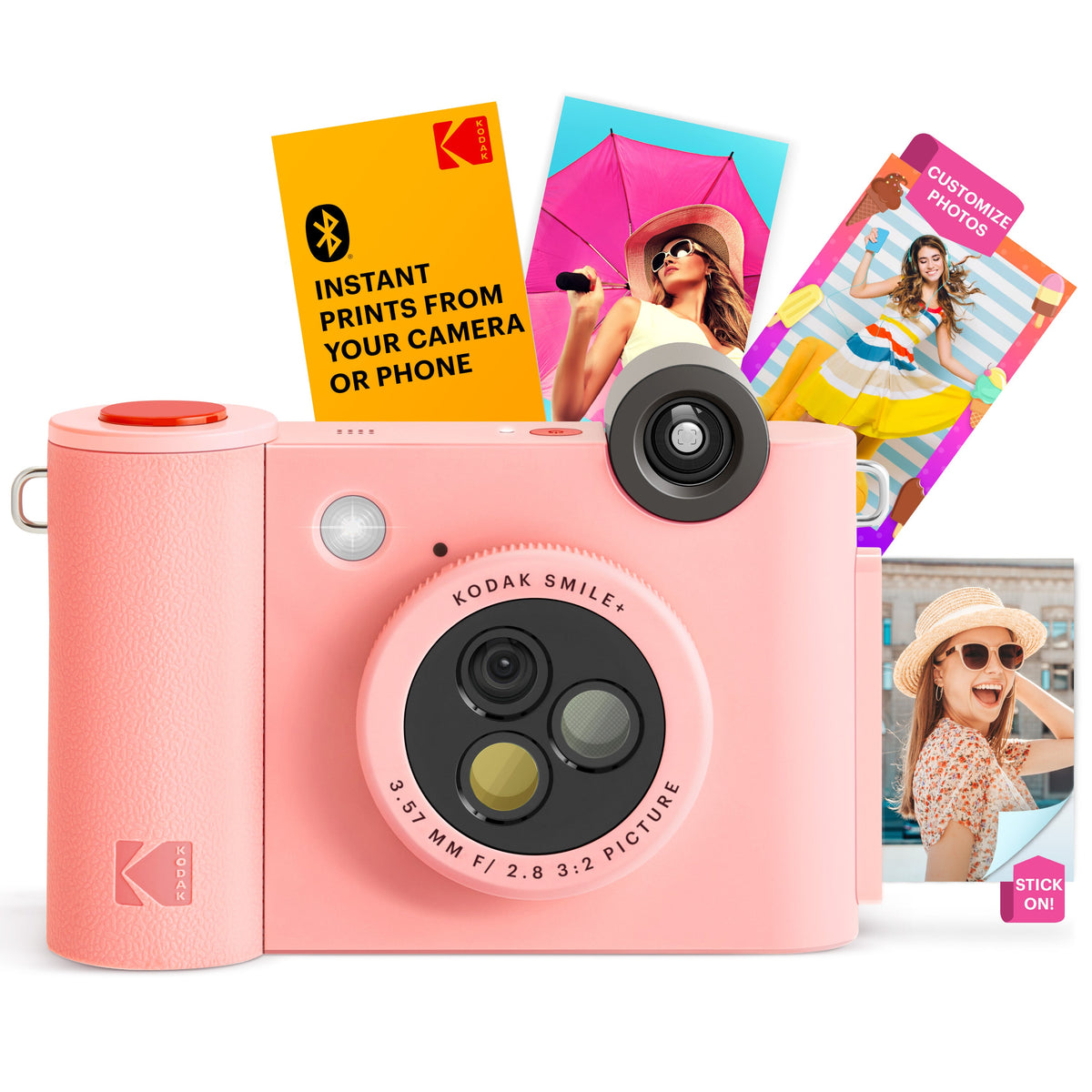 Kodak Smile+ 2-in-1 Instant Print Camera and Bluetooth Photo Printer, 10MP - Pink
