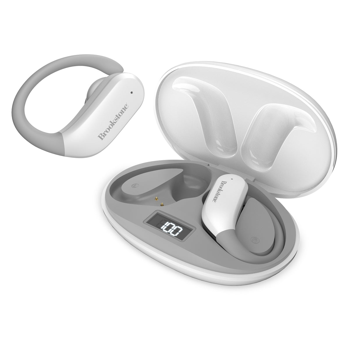 Brookstone Sport Play TWS with Charging Case - White/Gray