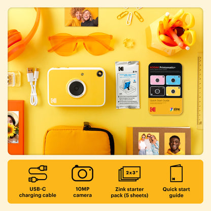 Kodak Printomatic+ Instant Print Digital Camera - Yellow