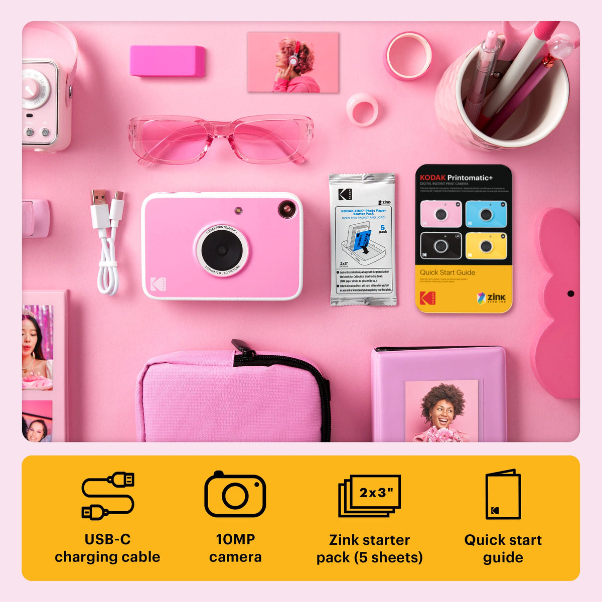 Kodak Printomatic+ Instant Print Digital Camera - Pink