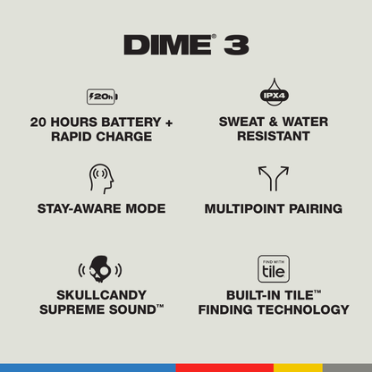 Skullcandy Dime 3 True Wireless Earbuds - Bone