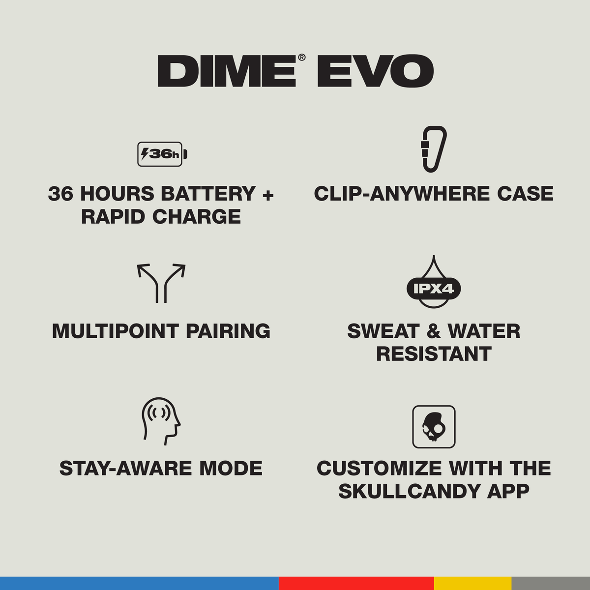 Skullcandy Dime Evo True Wireless Earbuds - True Black