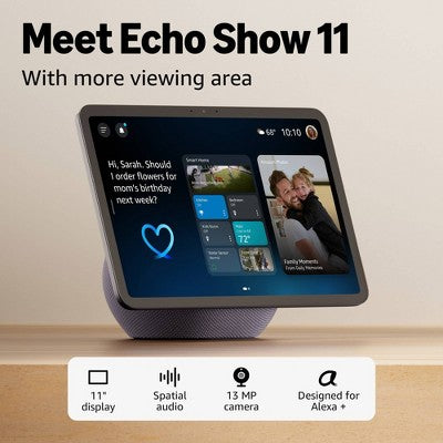 Amazon Echo Show 11 Full HD 11" Smart Display with Spatial Audio & Alexa+ - Graphite