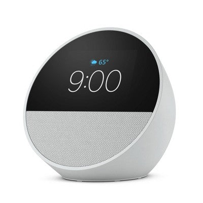 Amazon Echo Spot 2024 Smart Alarm Clock with Alexa - Glacier White