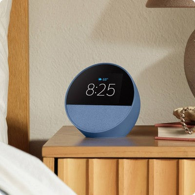 Amazon Echo Spot 2024 Smart Alarm Clock with Alexa - Ocean Blue