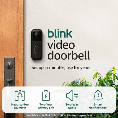 Blink Video Doorbell HD Wireless Smart Doorbell System with Sync Module Core - White