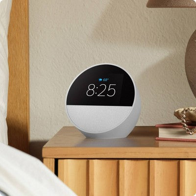 Amazon Echo Spot 2024 Smart Alarm Clock with Alexa - Glacier White