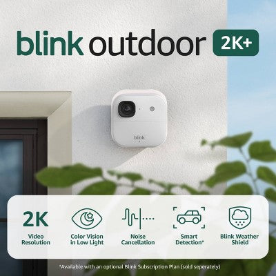 Blink Outdoor 2K+ Wireless Smart Security Camera - 2 Camera System - White
