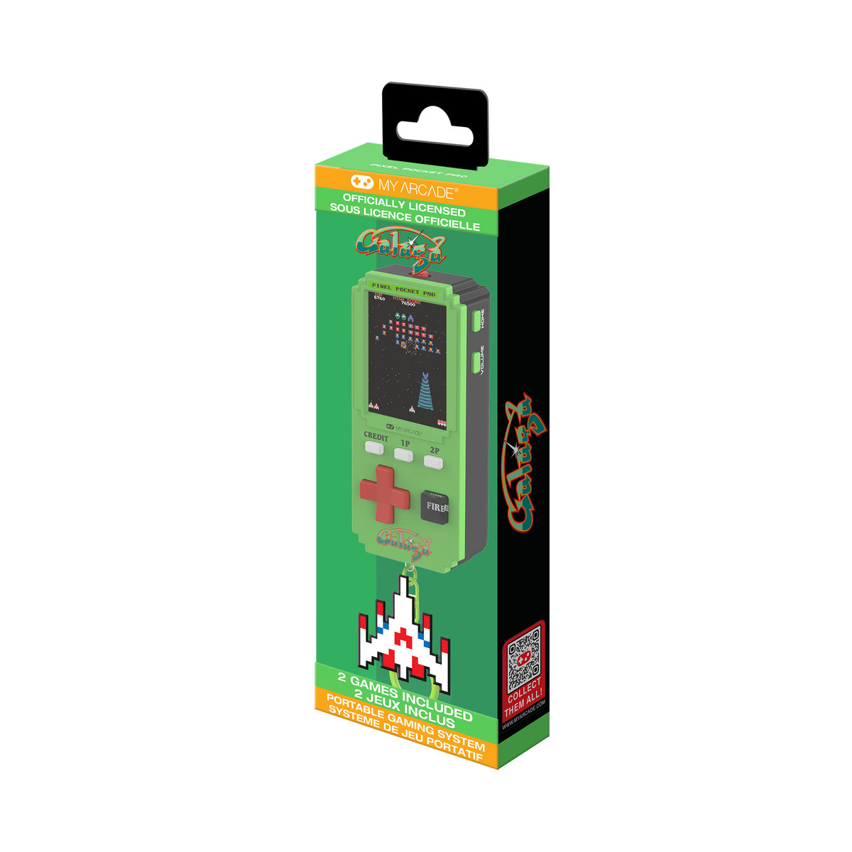 My Arcade Pixel Pocket Pro Galaga Portable Gaming System (2 Games in 1)