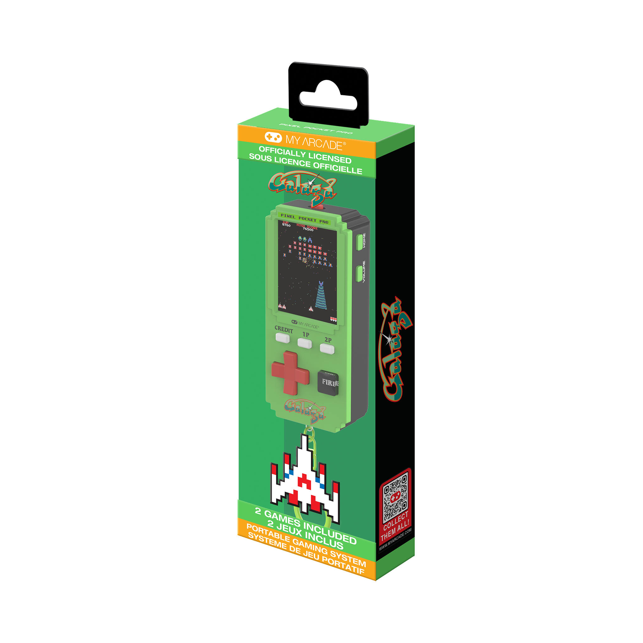 My Arcade Pixel Pocket Pro Galaga Portable Gaming System (2 Games in 1)