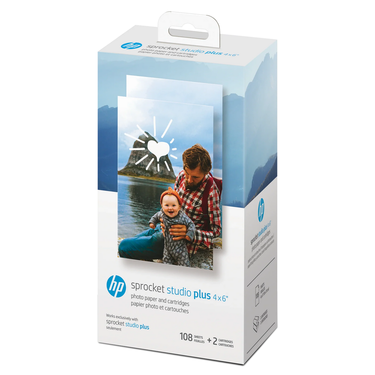 HP Sprocket Studio Plus 4x6 Photo Paper and Cartridges - 108 Sheets, 2 Cartridges
