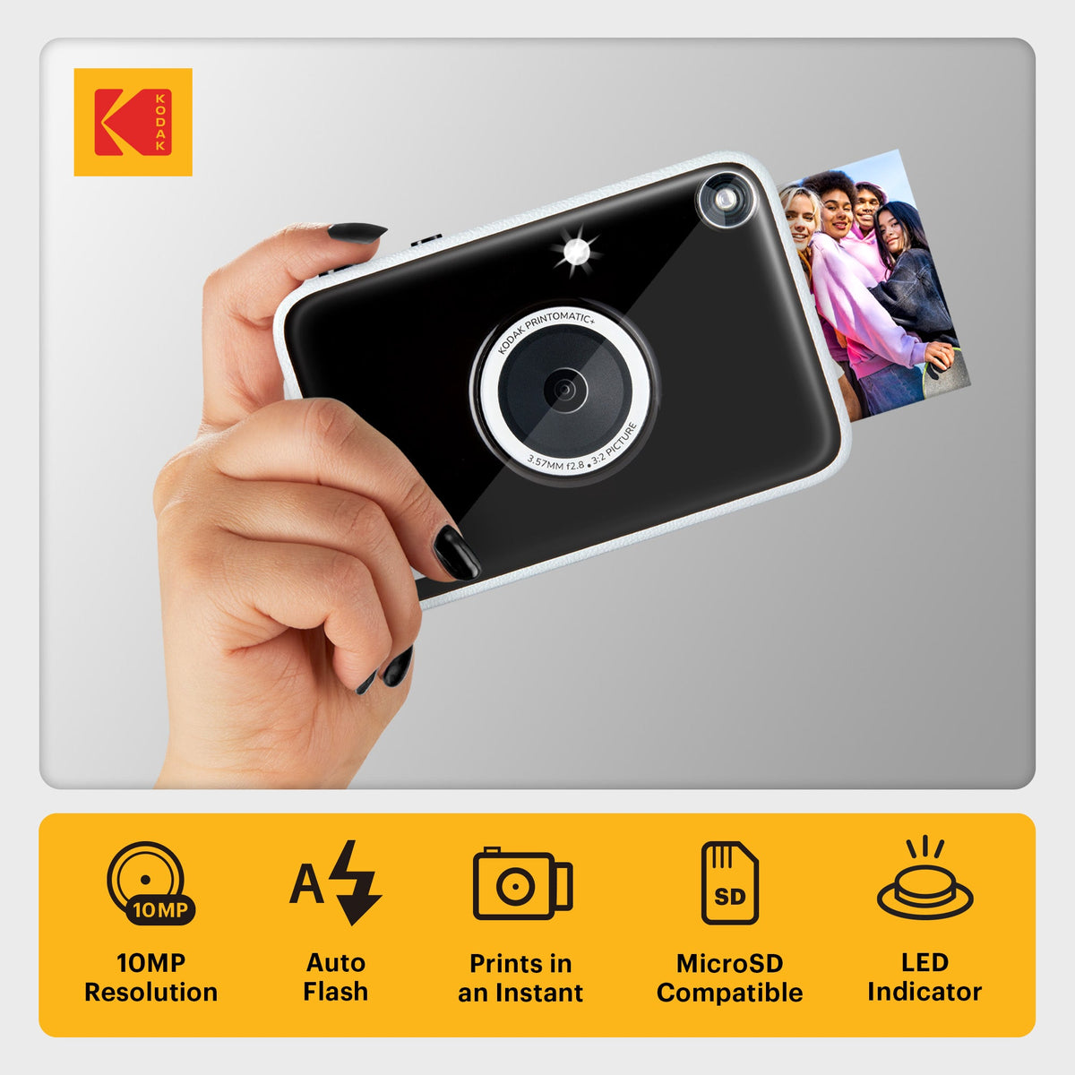Kodak Printomatic+ Instant Print Digital Camera - Black