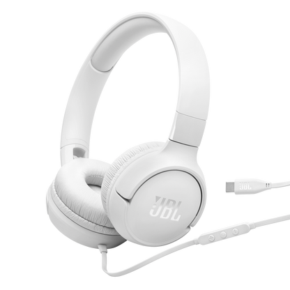 JBL Tune 520C Wired USB-C On-Ear Headphones - White