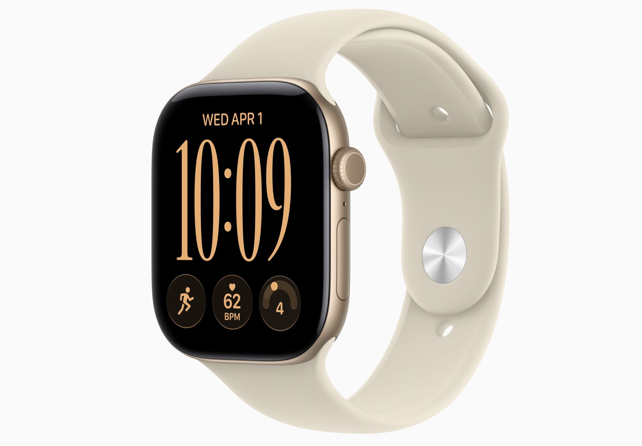 Apple Watch Series 12 GPS 46mm Light Gold Aluminum Case with Sand Sport Band S/M