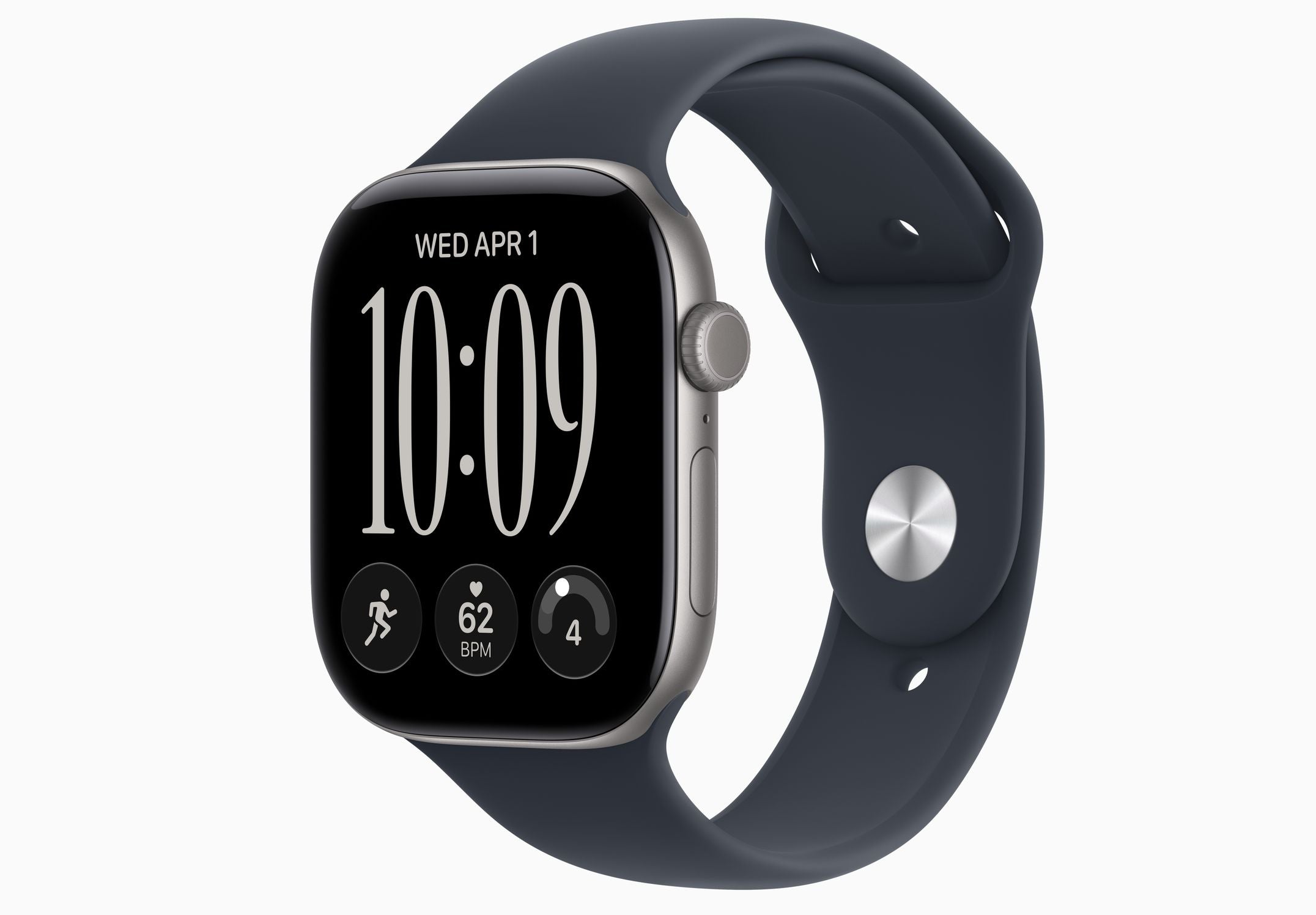 Apple Watch Series 12 GPS 46mm Space Gray Aluminum Case with Navy Blue Sport Band S/M