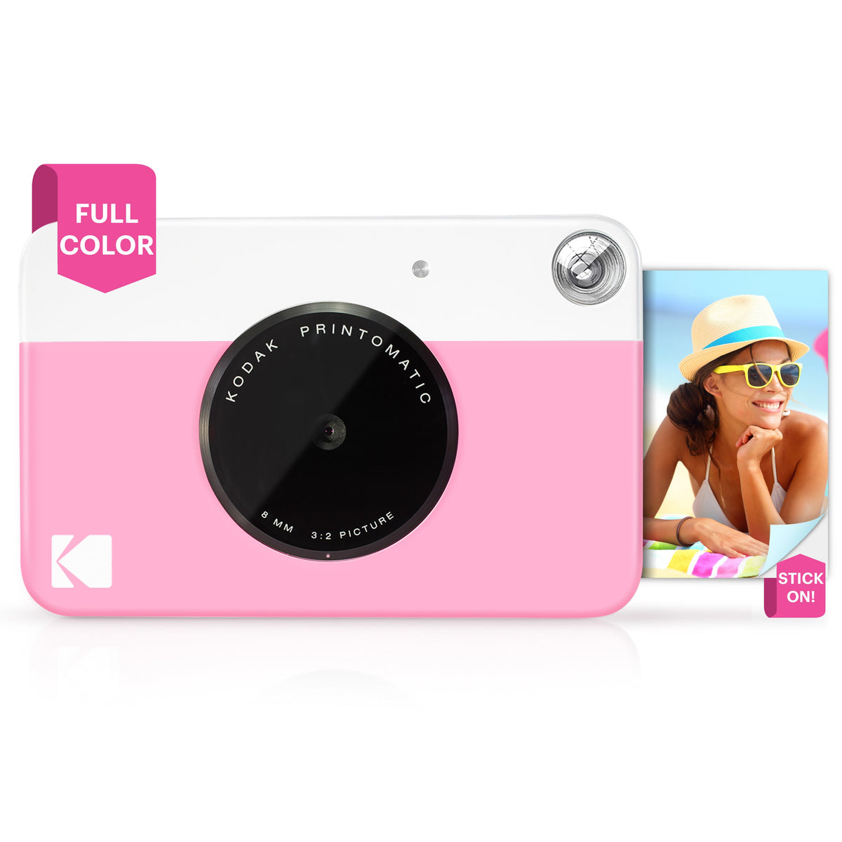 Kodak Printomatic Instant Print Camera, 2x3 Zink Prints - Pink