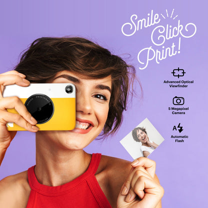 Kodak Printomatic Instant Print Camera, 2x3 Zink Prints - Yellow