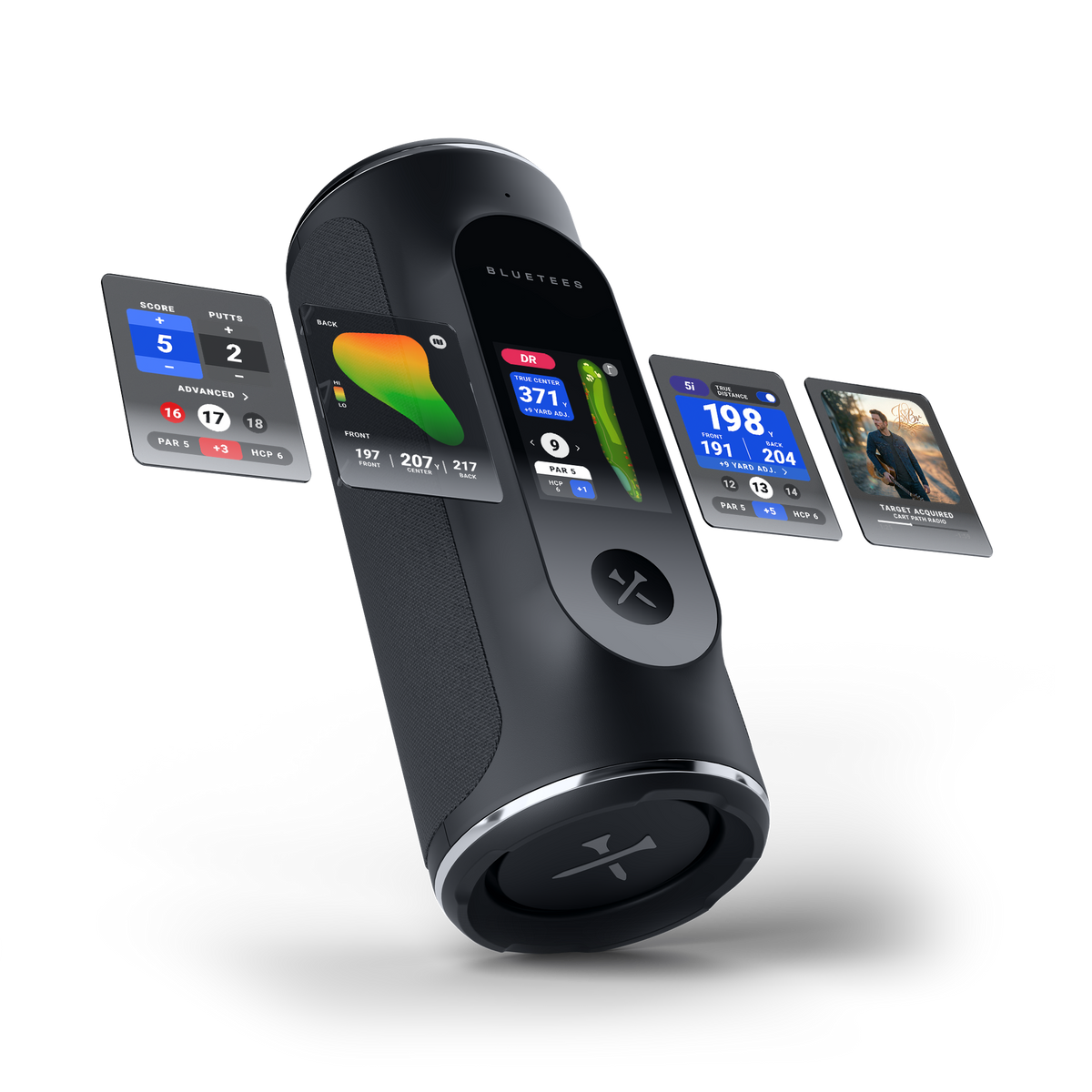 Blue Tees Golf Player Pro Touchscreen GPS Bluetooth Golf Speaker - Black