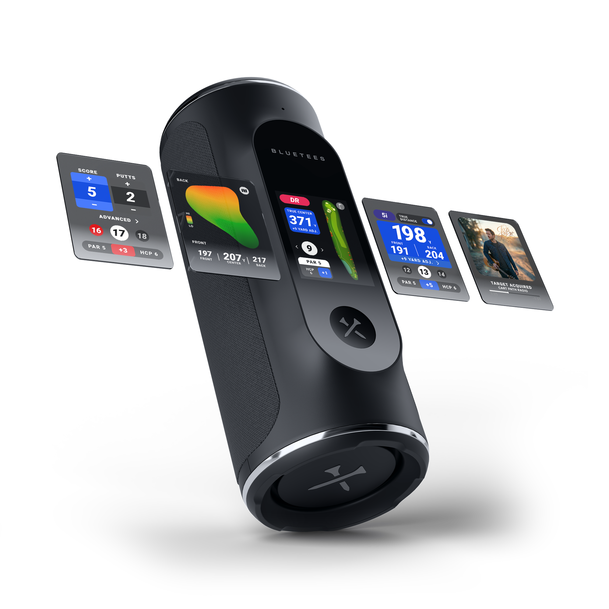 Blue Tees Golf Player Pro Touchscreen GPS Bluetooth Golf Speaker - Black