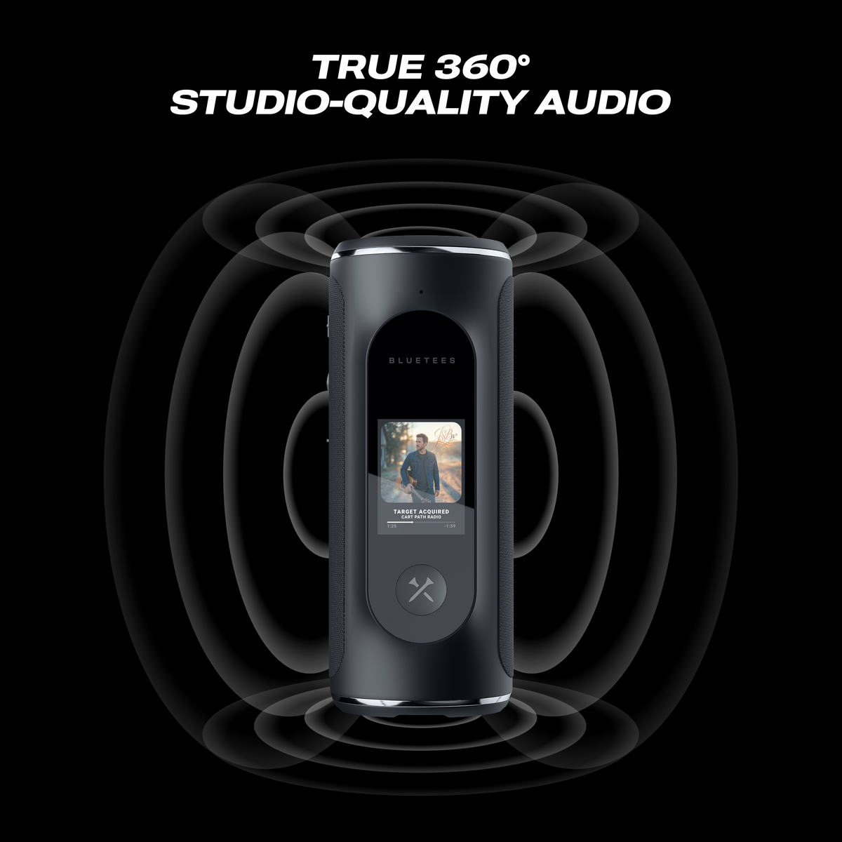Blue Tees Golf Player Pro Touchscreen GPS Bluetooth Golf Speaker - Black