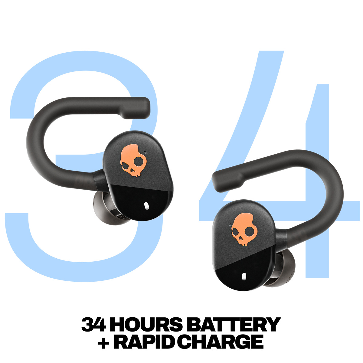 Skullcandy Push Play Active True Wireless Sport Earbuds - Black/Orange