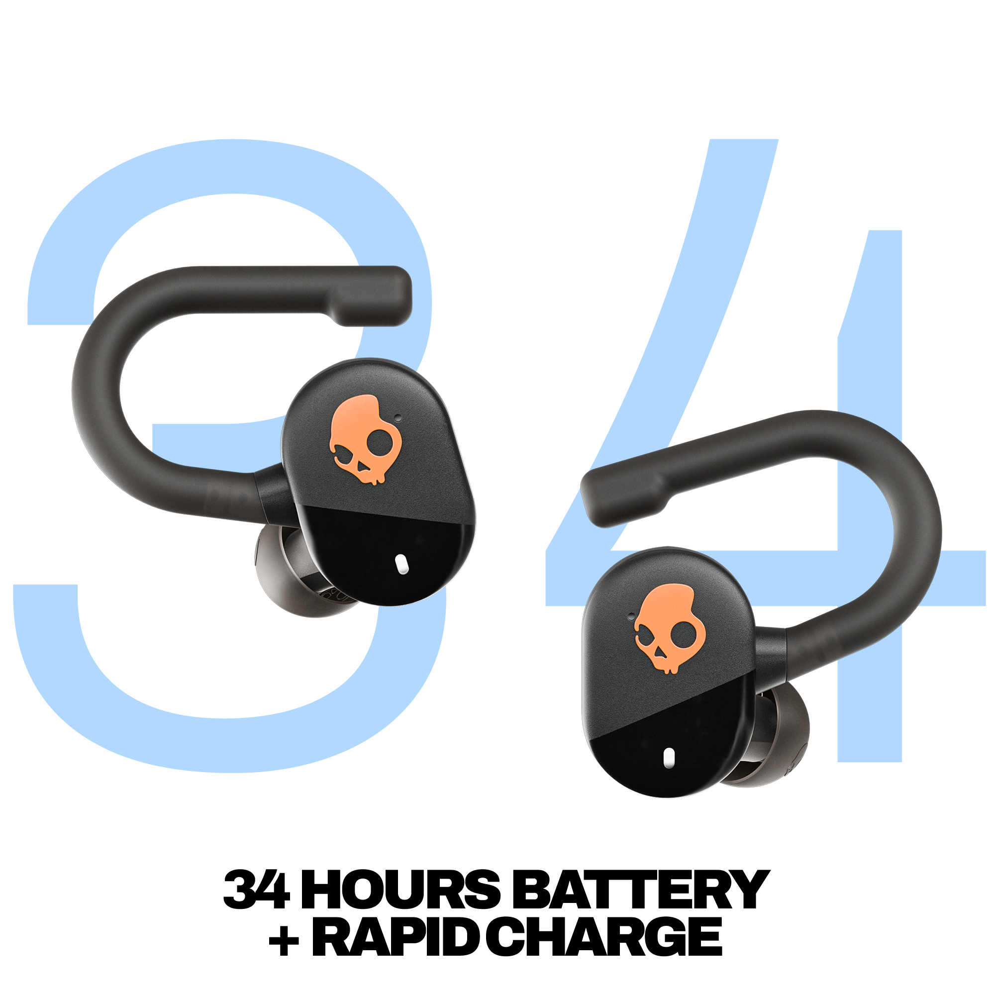 Skullcandy Push Play Active True Wireless Sport Earbuds - Black/Orange