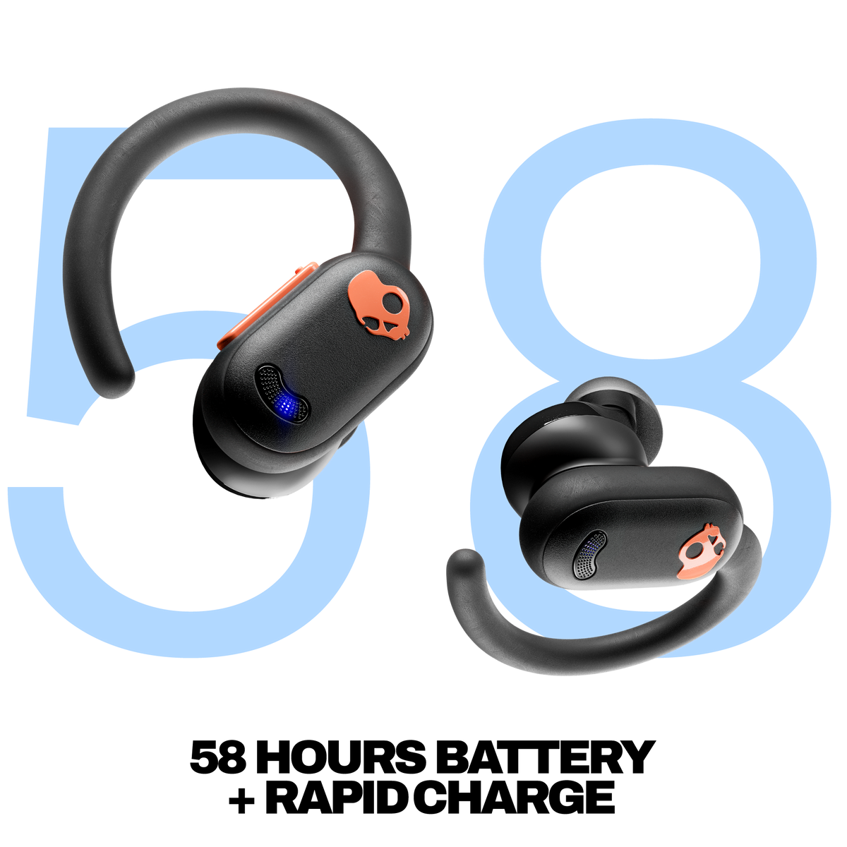 Skullcandy Push ANC Active True Wireless Sport Earbuds - Black/Orange
