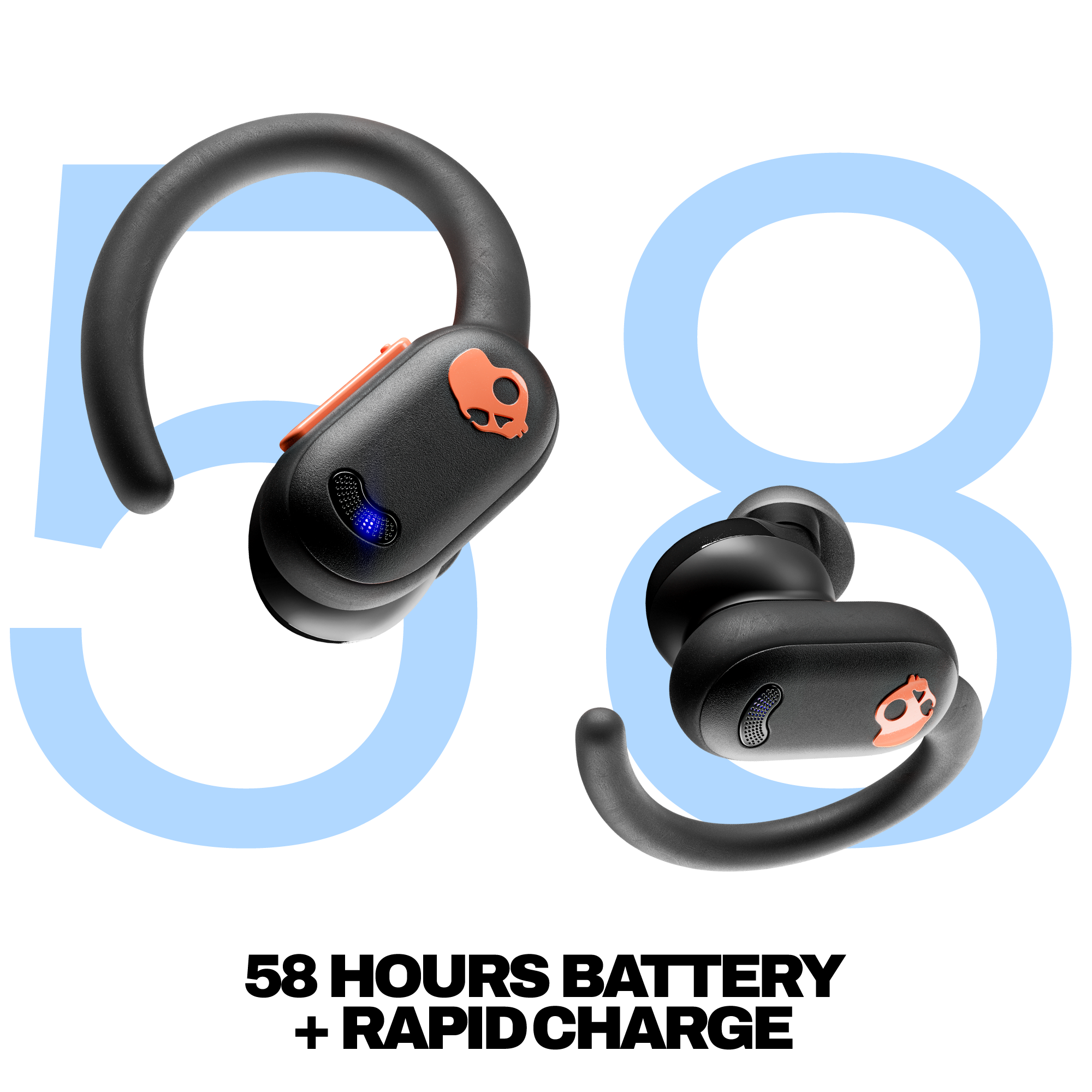 Skullcandy Push ANC Active True Wireless Sport Earbuds - Black/Orange
