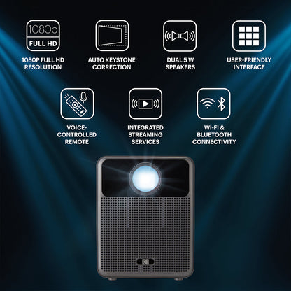 Kodak FLIK HD10 Smart Projector, Native 1080p with Voice Remote
