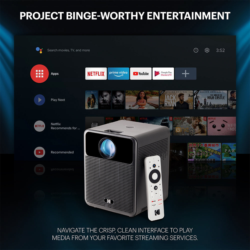 Kodak FLIK HD10 Smart Projector, Native 1080p with Voice Remote