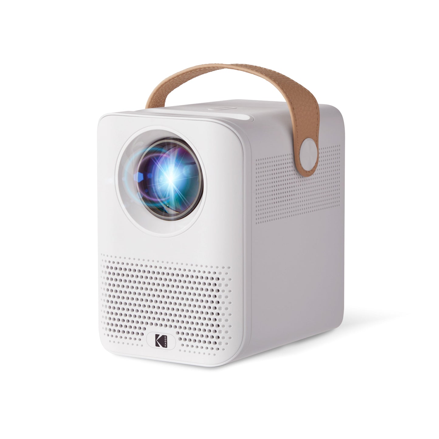 KODAK FLIK HD9 Smart Projector | Mini White Portable Indoor & Outdoor Movie with Android TV Streaming Apps, Wi-Fi and Bluetooth, Built-In Speakers & Voice Remote | FHD 1080p for Screens Up to 120”
