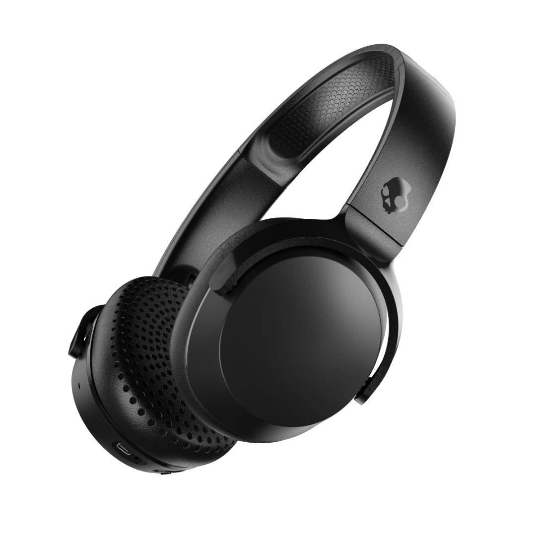 Skullcandy Riff 2 Wireless On-Ear Bluetooth Headphones, Up to 34 Hrs Battery, Foldable Lightweight Design, Convenient for Travel with Backup 3.5mm AUX Cable, Microphone for iPhone Android - True Black