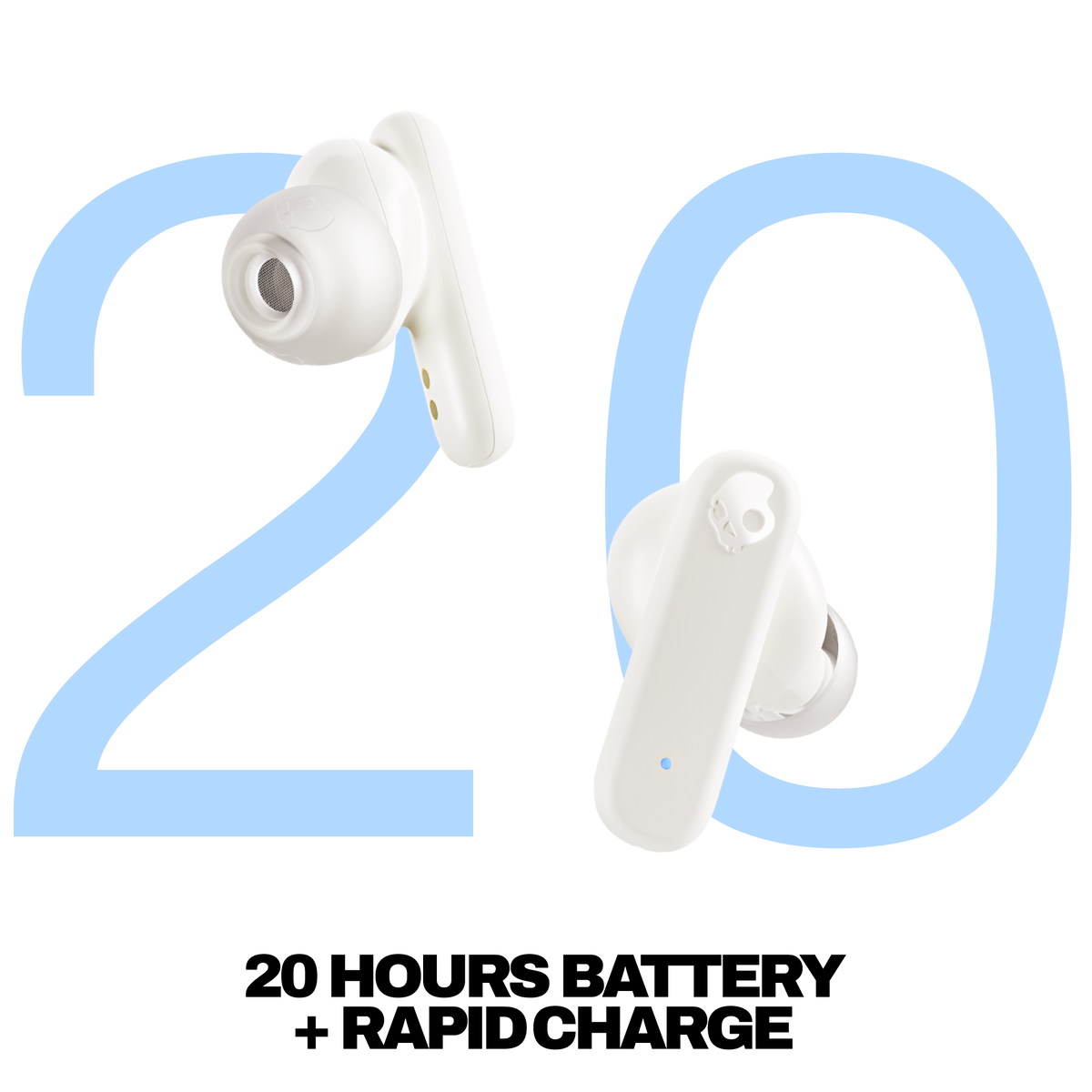 Skullcandy Smokin Buds True Wireless Earbuds - Bone/Orange Glow