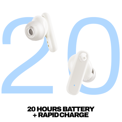 Skullcandy Smokin Buds True Wireless Earbuds - Bone/Orange Glow