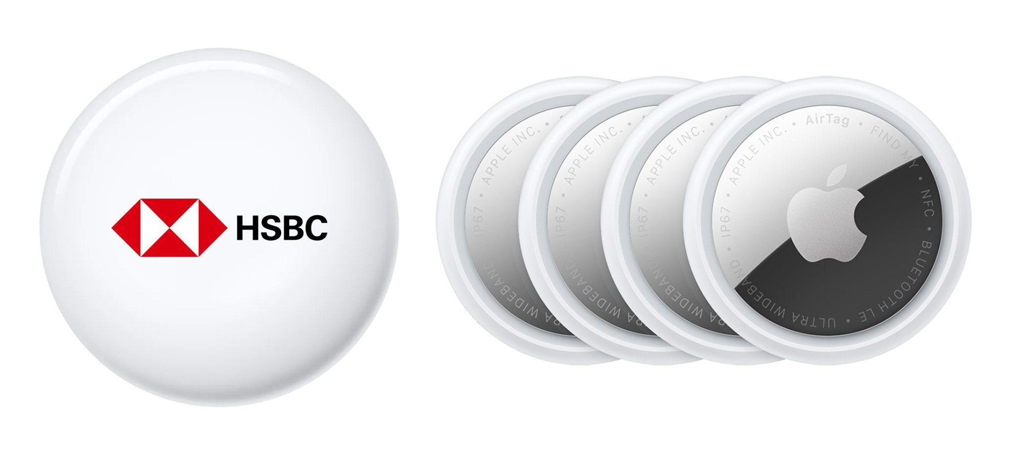 Apple AirTag Item Tracker 4-Pack - White/Silver with custom logo