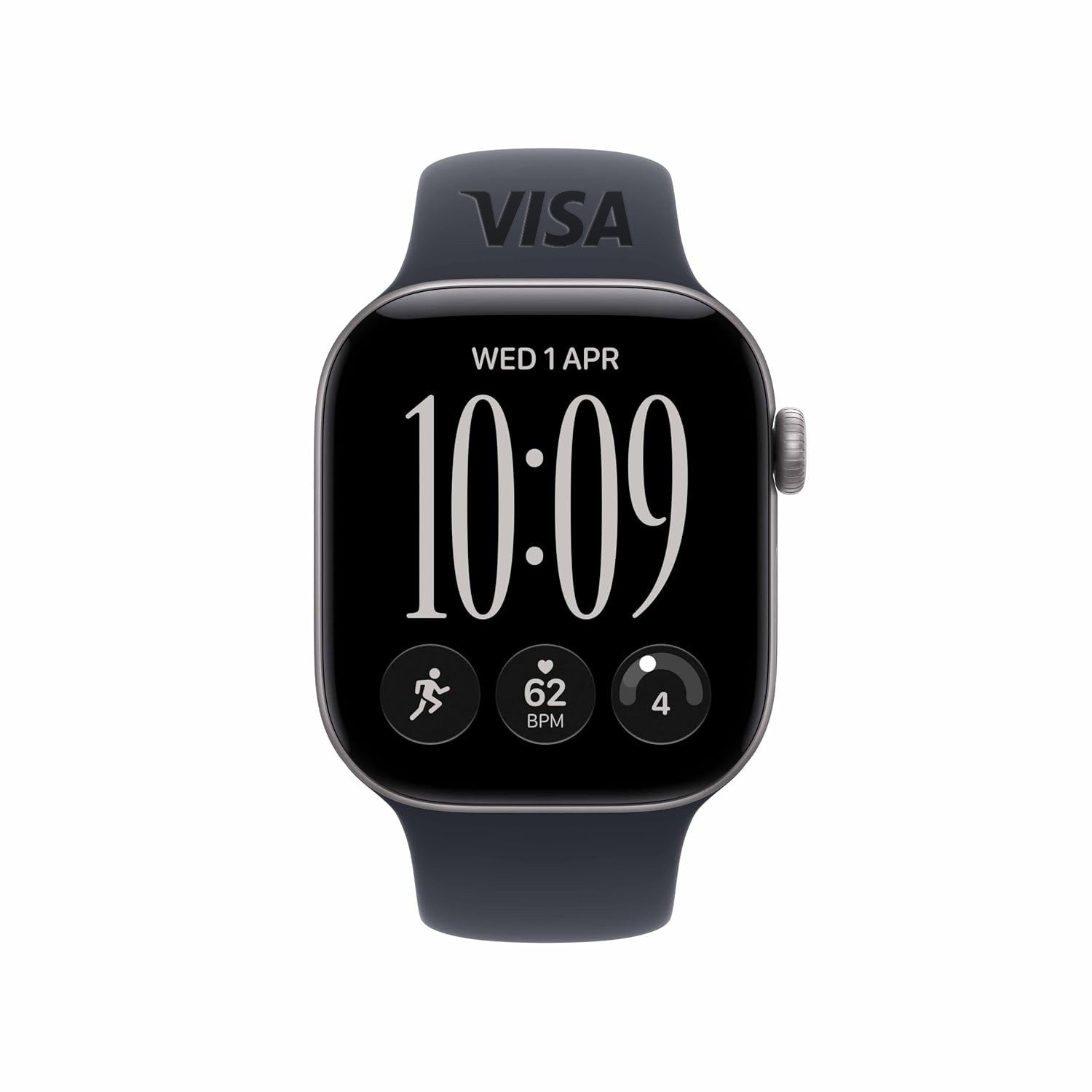 Apple Watch Series 12 GPS 46mm Space Gray Aluminum Case with Navy Blue Sport Band S/M with custom logo