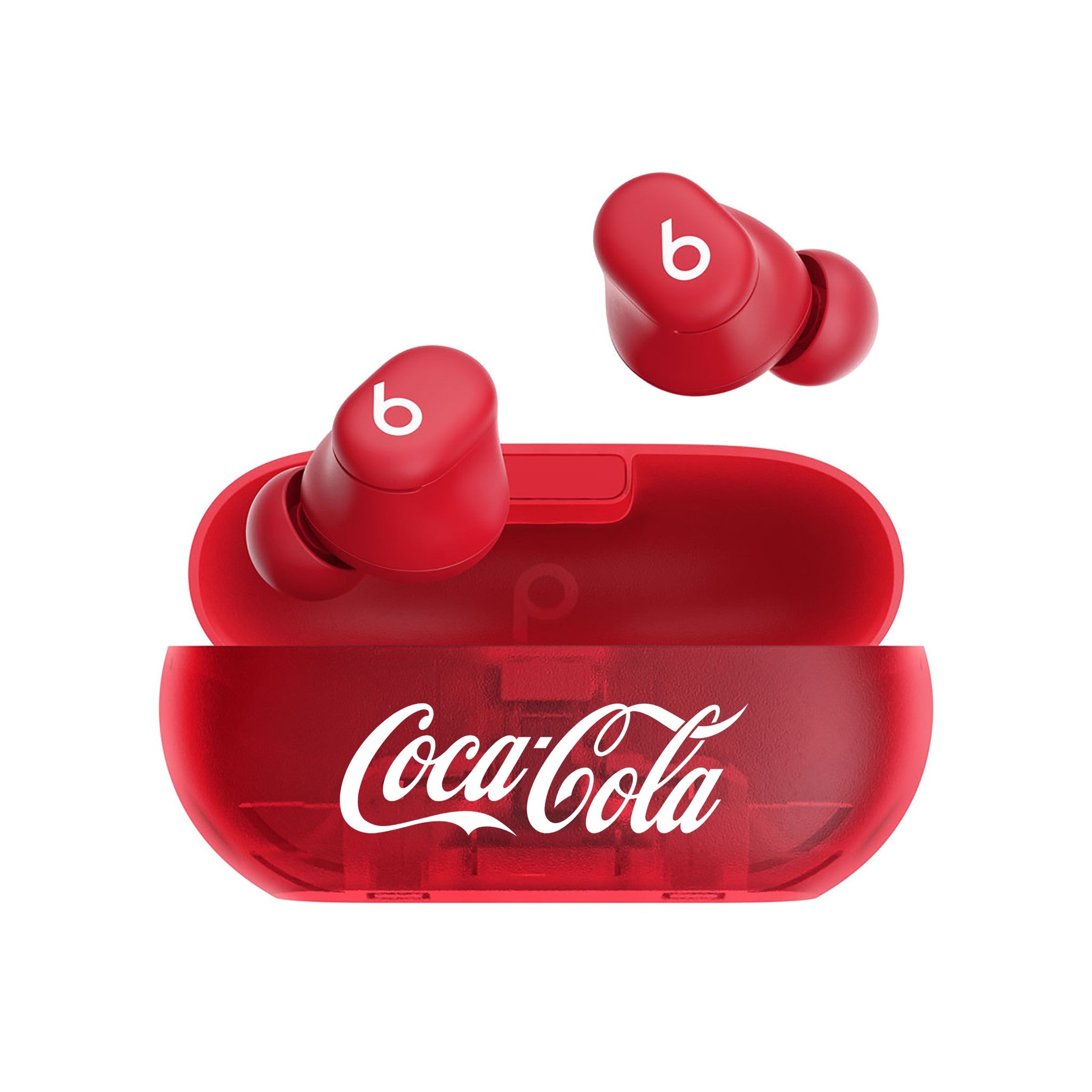 Beats Solo Buds True Wireless Earbuds - Transparent Red with custom logo