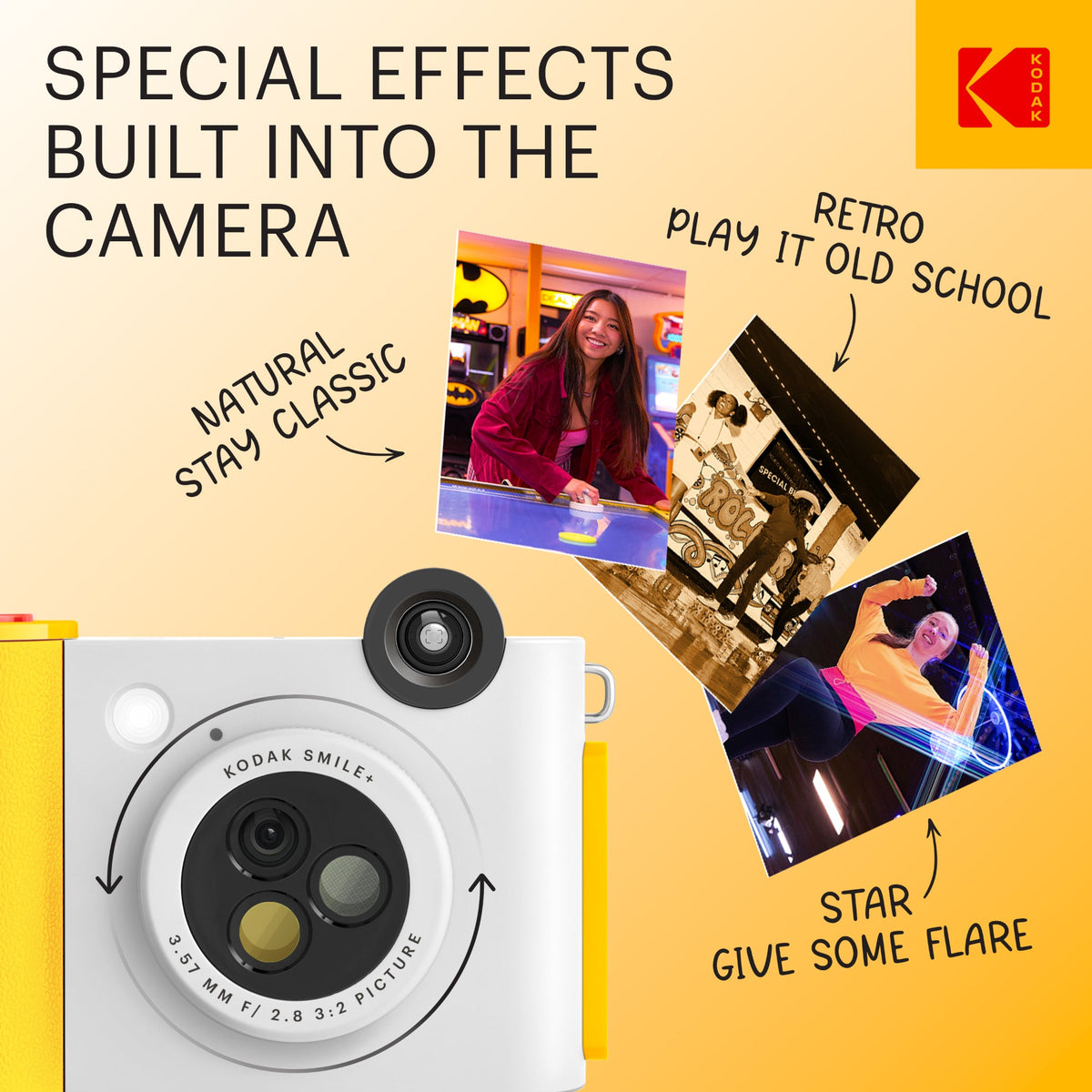 Kodak Smile+ 2-in-1 Instant Print Camera and Bluetooth Photo Printer, 10MP - White