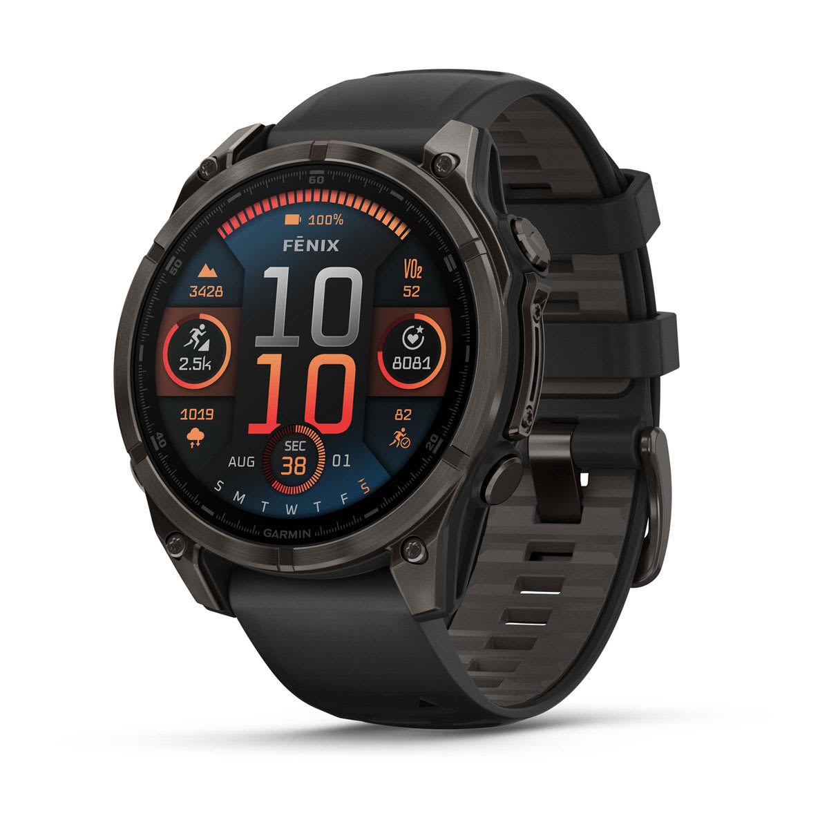 Garmin fenix 8 47mm AMOLED Sapphire GPS Smartwatch - Carbon Gray Titanium/Black