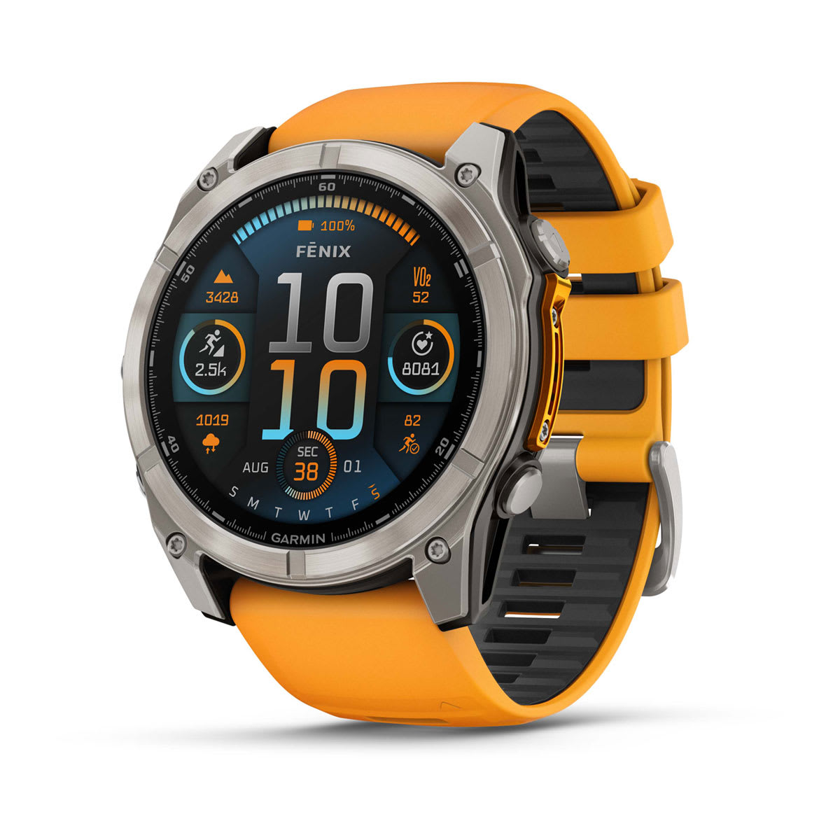 Garmin fenix 8 51mm AMOLED Sapphire GPS Smartwatch - Bare Titanium/Spark Orange