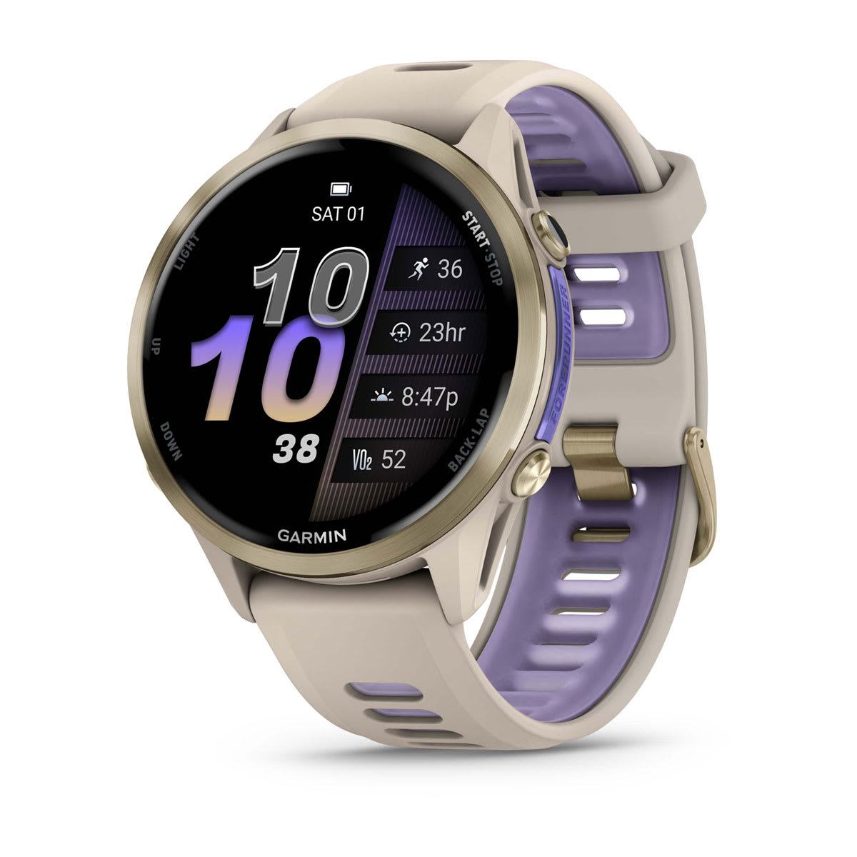 Garmin Forerunner 970 GPS Running Smartwatch - Soft Gold Titanium/French Gray